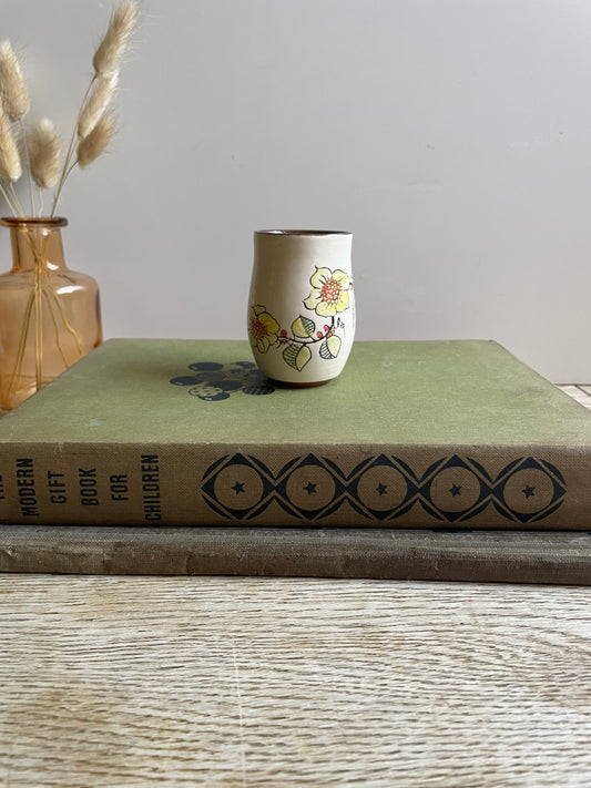 Miniature Ceramic Floral Decorated Bud Vase Hand Painted Made in Wales Studio Pottery