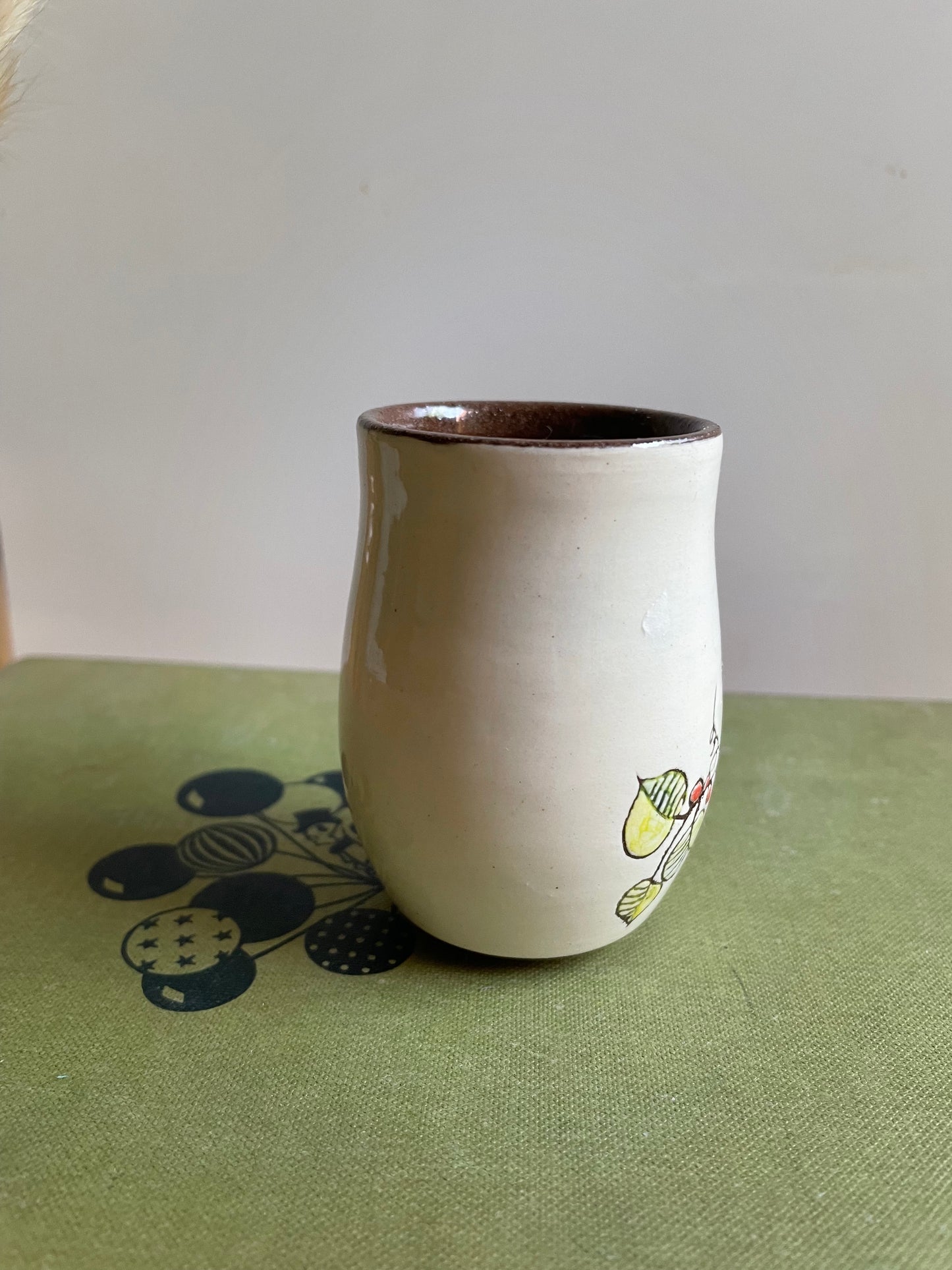 Miniature Ceramic Floral Decorated Bud Vase Hand Painted Made in Wales Studio Pottery