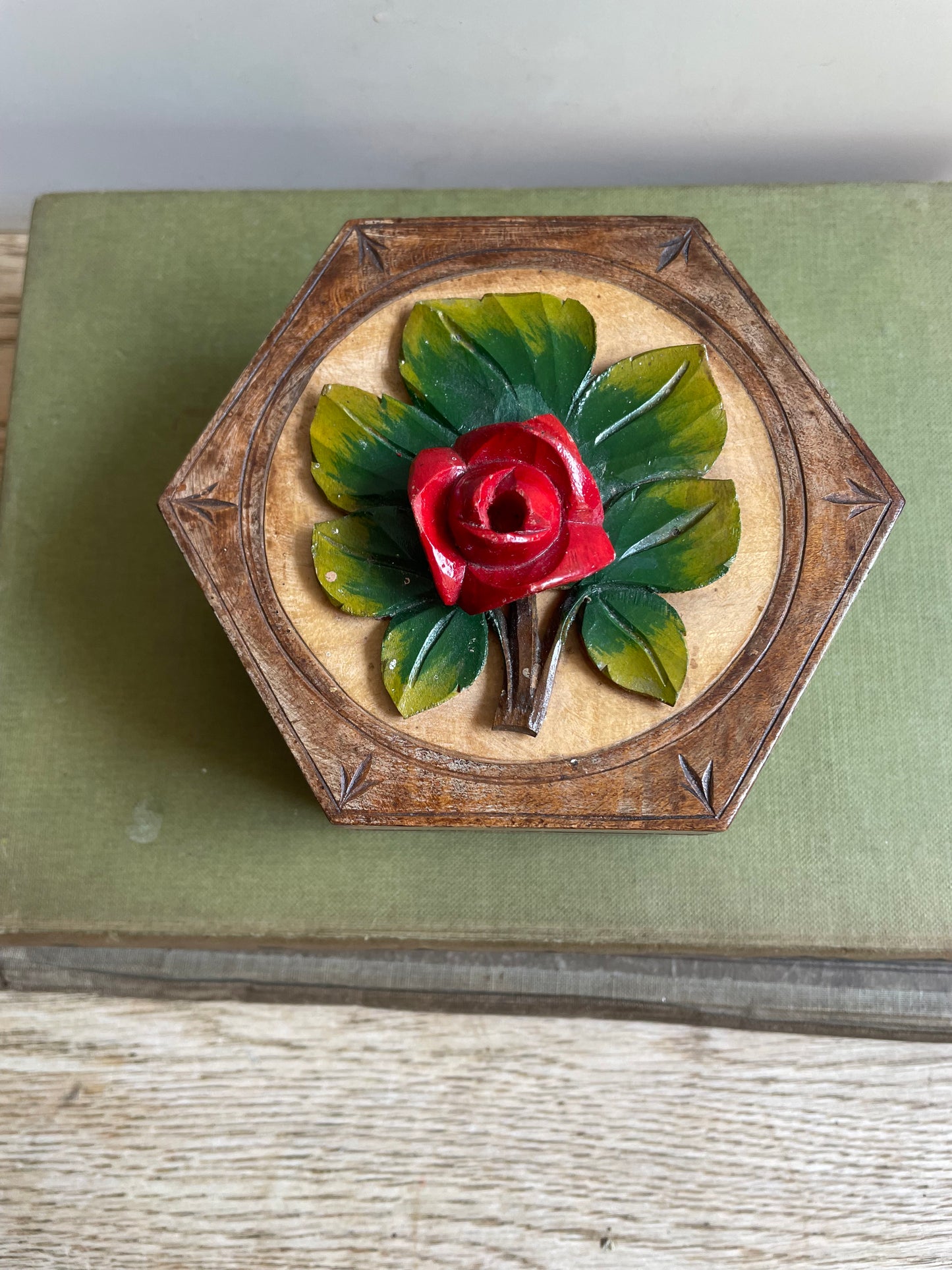 Vintage Carved Wooden Trinket Box