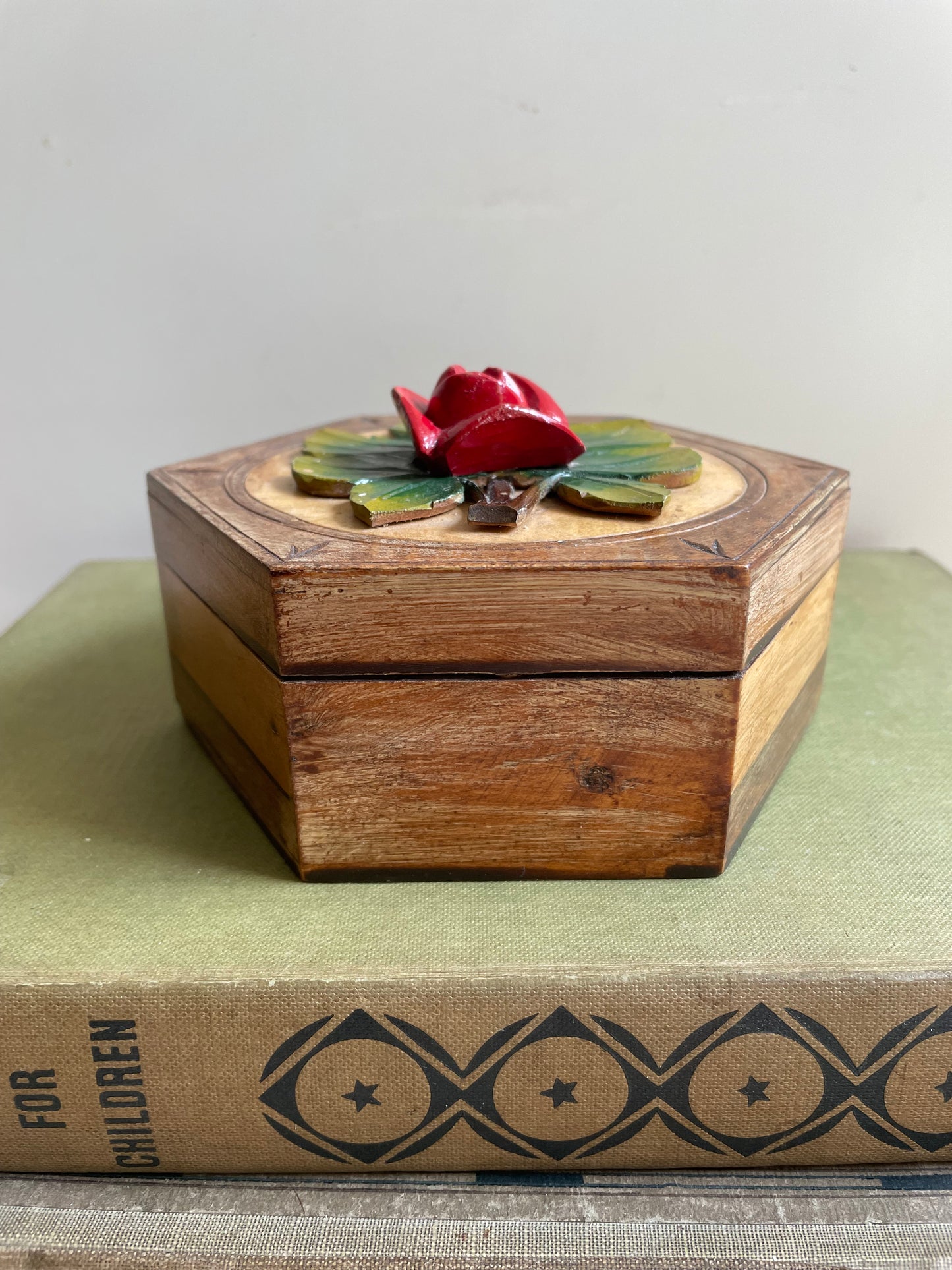 Vintage Carved Wooden Trinket Box