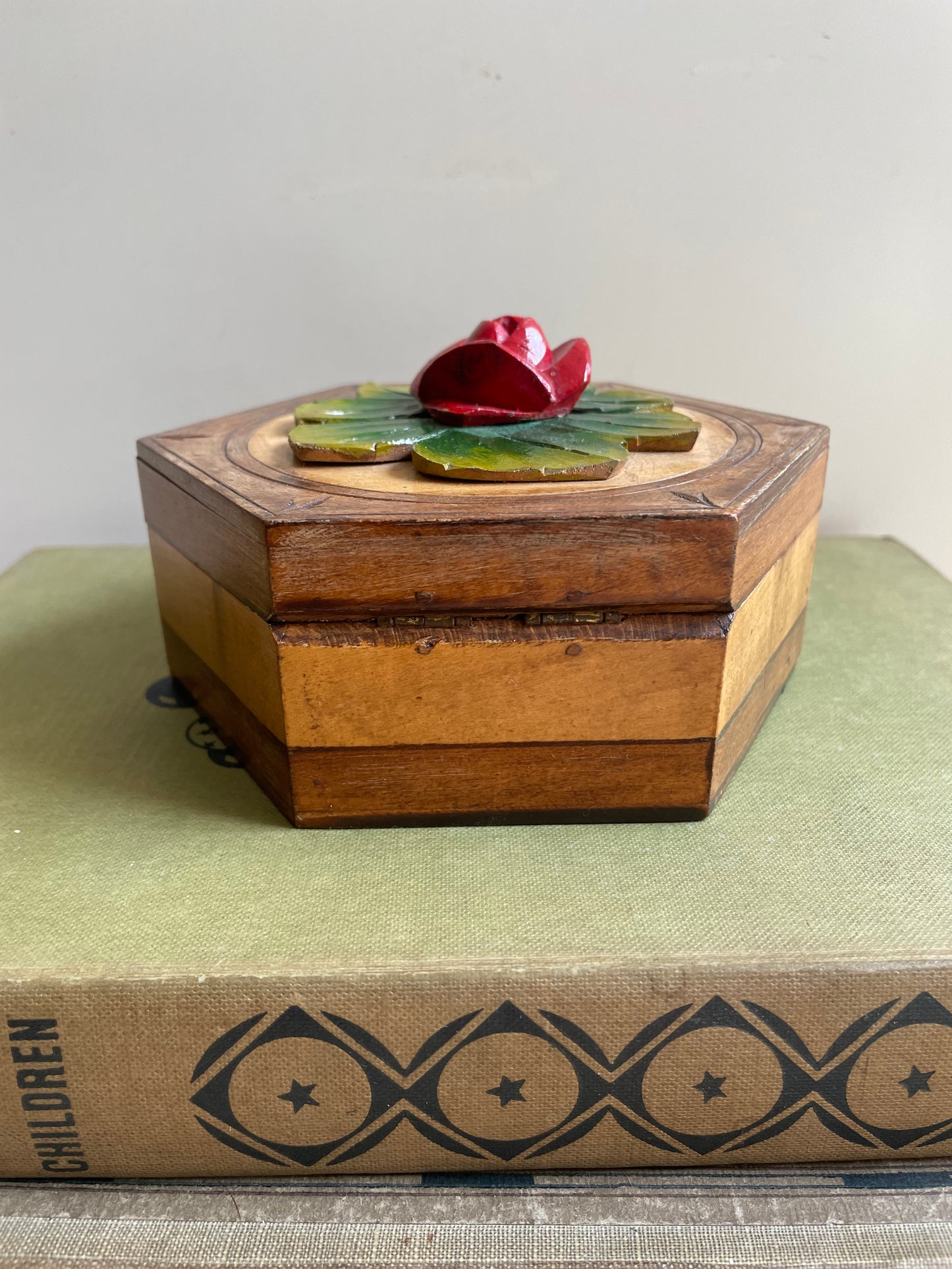 Vintage Carved Wooden Trinket Box