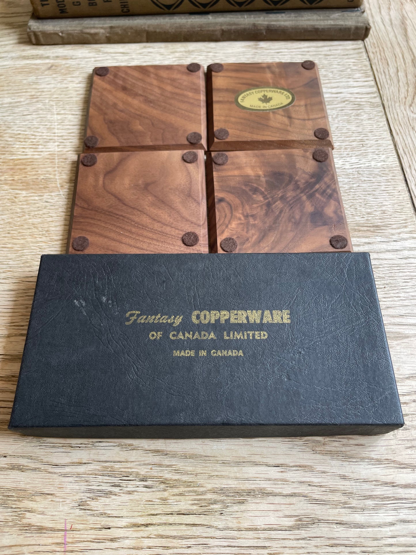 Vintage Coasters by Fantasy Copperware of Canada Set of 4 Boxed