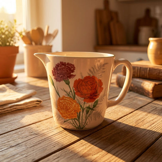 Vintage Lord Nelson Pottery Floral Jug | Carnation & Lily Design