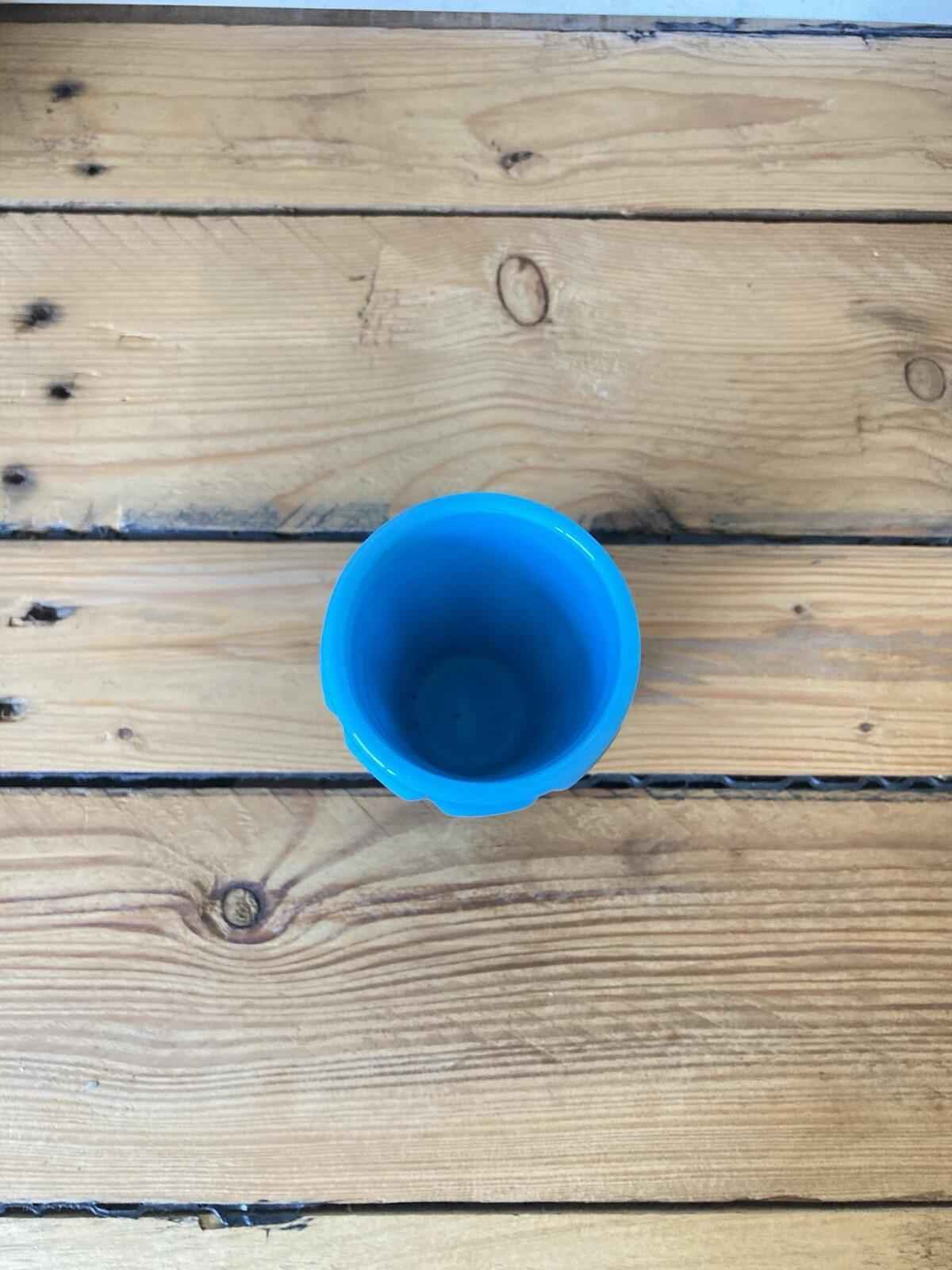 French Opaline Blue Glass Vase Portieux Vallerysthal Style Vintage