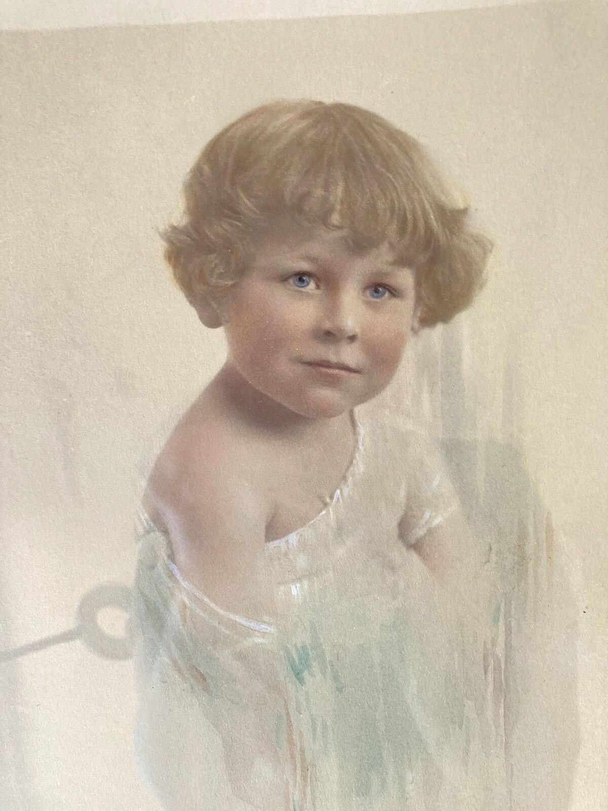 Vintage Child Portrait Print Framed Pastel Style Picture Wall Art